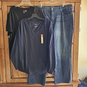Evri/Terra & Sky/Time & Tru Bundle NWT Plus Size Jeans And Tops 3X/24